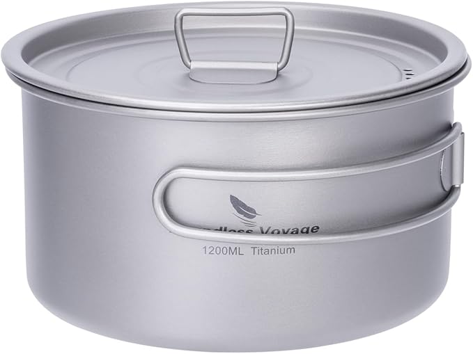 Boundless Voyage Titanium Pot Portable Camping Cookware Lightweight Cooking Pot Set for Outdoor