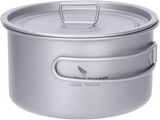 Boundless Voyage Titanium Pot Portable Camping Cookware Lightweight Cooking Pot Set for Outdoor