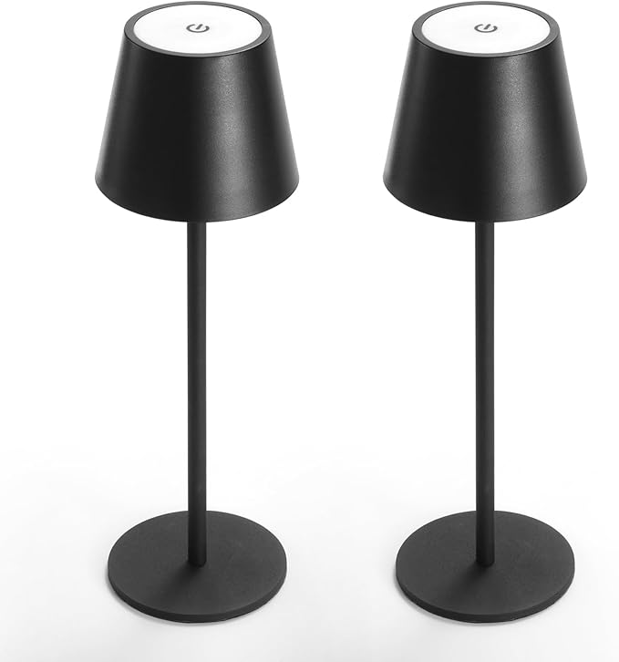Maksone 2 Pack LED Cordless Table Lamp, 6600mWh Rechargeable Battery Desk Lamp, 3000K Stepless