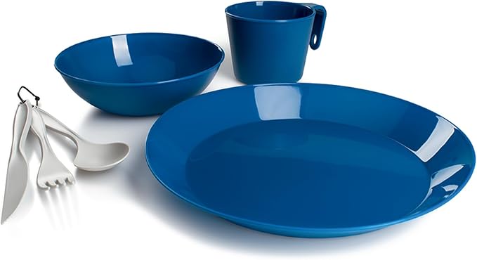 GSI Outdoors Cascadian 1 Person Table Set I 6-Piece Camping, Backpacking Mess Kit, Plastic BPA