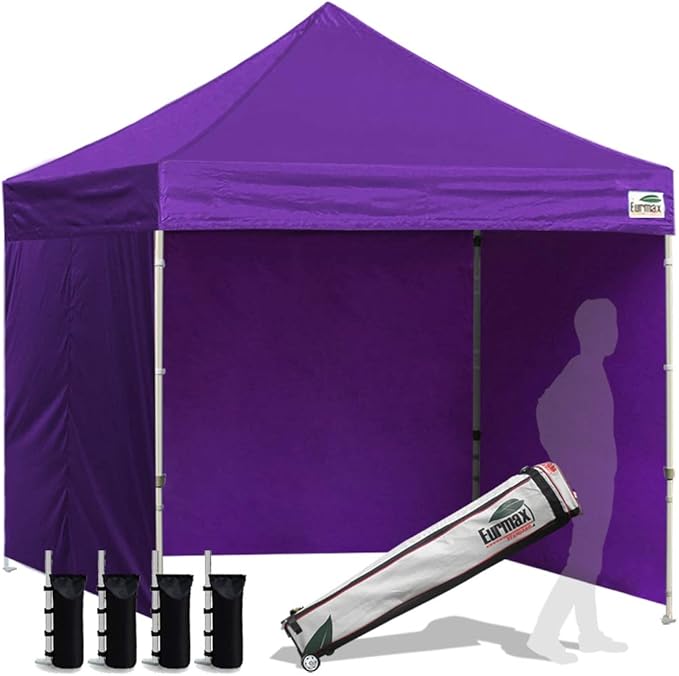Eurmax USA 8'x8' Pop-up Canopy Tent Commercial Instant Canopies with 4 Removable Zipper End Side