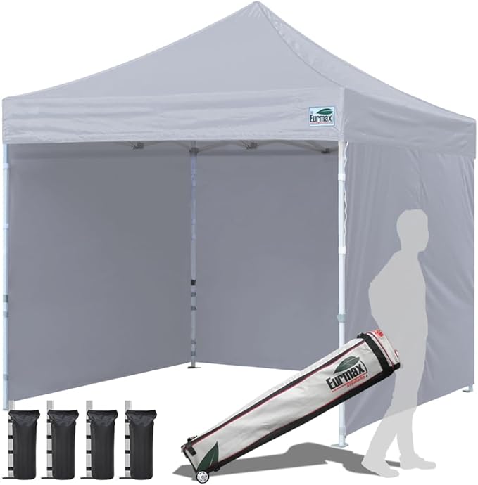 Eurmax USA 10'x10' Pop-up Canopy Tent Commercial Instant Canopies with 4 Removable Zipper End Side