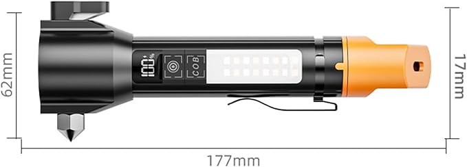 Tactical Flashlight Rechargeable, Zoomable LED Flashlight with COB Side Light, Red/Blue Strobe