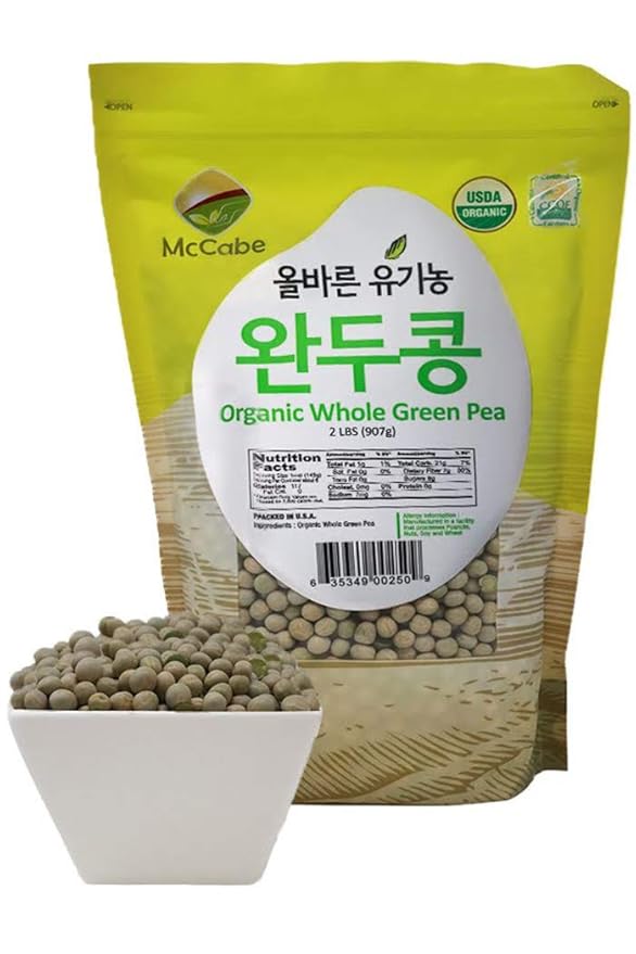 McCabe Organic Whole Green Pea - Green Peas | Rich with Fiber & Minerals | USDA and CCOF Certified