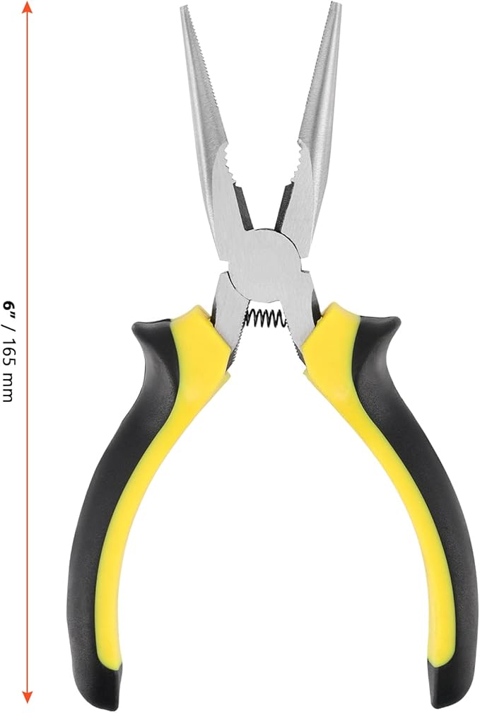 SINJEUN 15 Pack 6 Inch Needle Nose Pliers, Long Needle Nose Pliers with Wire Cutter, Insulated