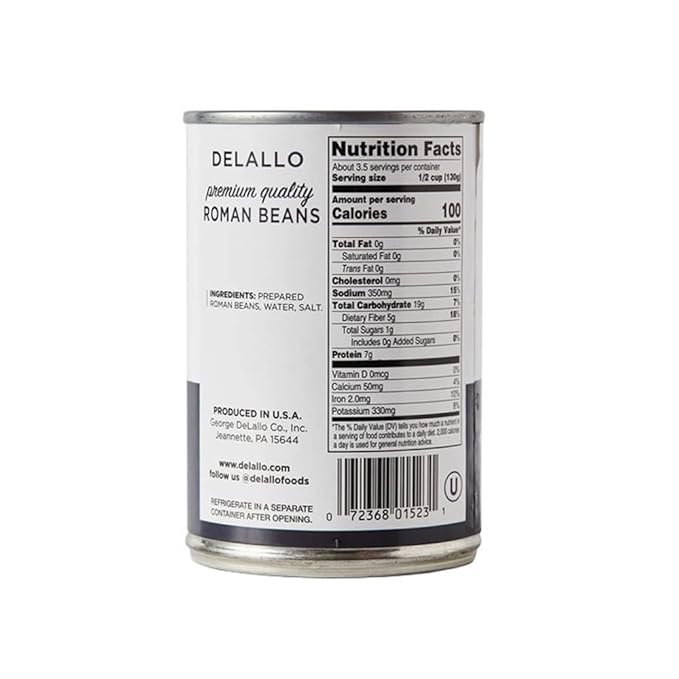 DeLallo Roman Beans, Borlotti Beans for Soups, Salads, and Dips, Non-GMO, Kosher, No Preservatives