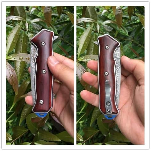 ALBATROSS Premium Damascus Folding Knife - EDC Pocket Knife with Cocobolo Wood Handle, 3.5" Blade