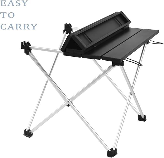 Grope Portable Camping Table with Aluminum Table Top, Folding Beach Table Easy to Carry, Prefect