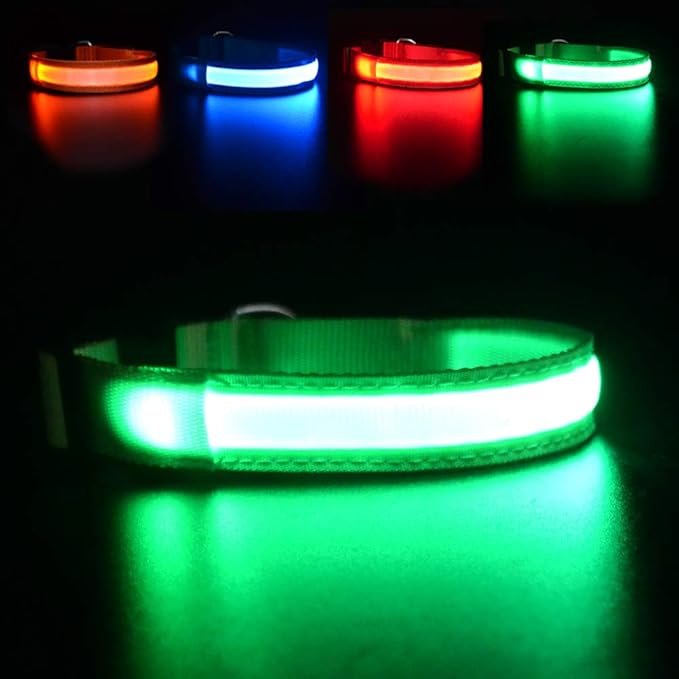 MASBRILL LED Dog Collar,Night Light Up Dog Collars Rechargeable Waterproof Glowing Dog Collar for