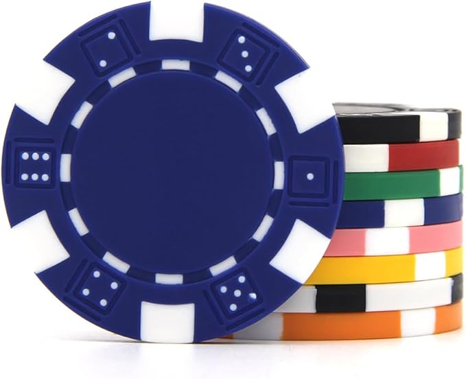 100 Custom Dice Striped Poker Chips, Print Your Text, Logo or Design, Casino Sized Chips for Texas