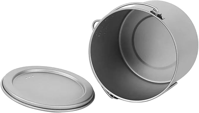 Lixada 1100ml/2800ml Titanium Pot Ultralight Portable Hanging Pot with Lid and Foldable Handle