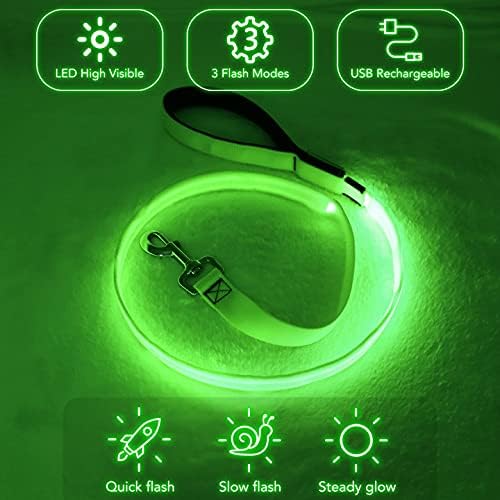 Colaseeme Light Up Dog Leash, LED Pet Leashes USB Rechargeable, Glow Safety Dogs Lights at Night