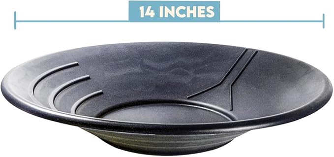 SE 14 Inch Gold Panning Pan - Three Riffles for Easier Mining and Prospecting (10 Pack Black)