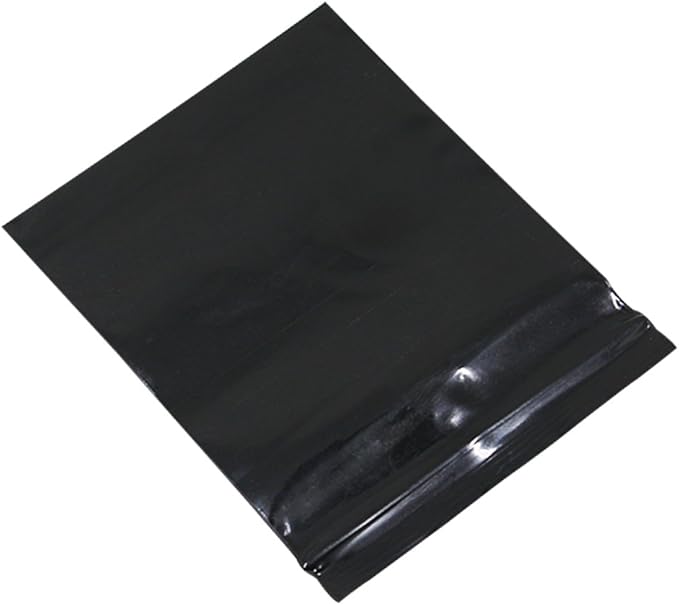 PABCK 100 Pieces Black Reclosable Zip Bags 5.1mil Thickness Poly Plastic Packaging Resealable