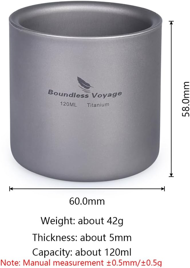 Boundless Voyage 3 in 1 Double Walled Titanium Cup Heat Resistant Mini Tea Drink Cup Outdoor