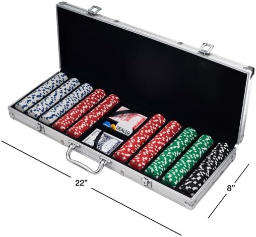 Poker Chip Set - 11.5g Poker Set with Cards, Buttons, Carrying Case, and 500 Poker Chips for Texas
