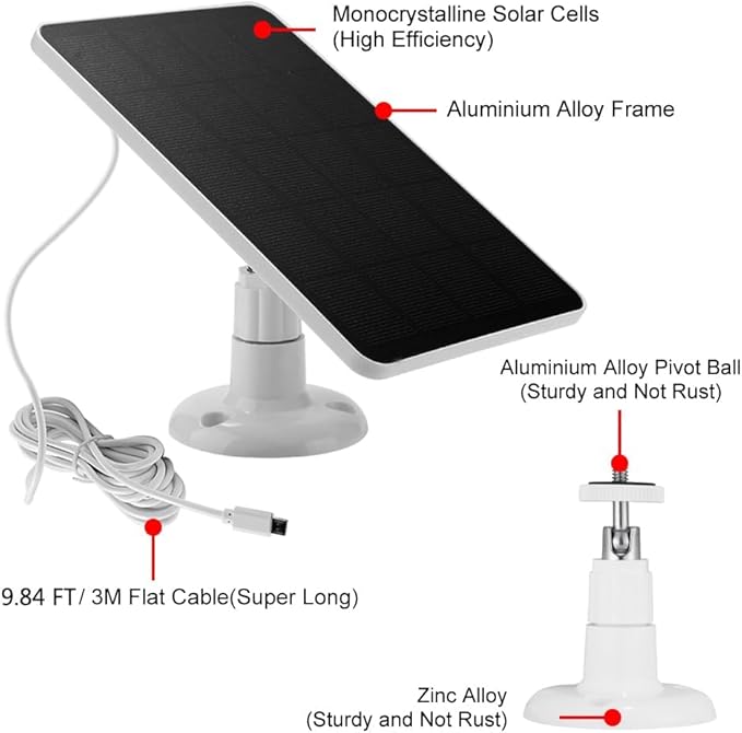 Solar Panel Charger -Weather Resistant, 4W 5V Solar Panel Wall Mounting Low-Power Solar Charging