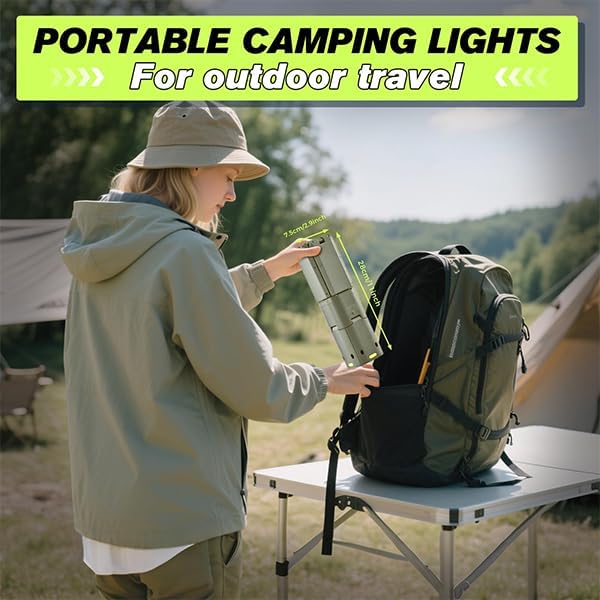 Portable Camping Light, 14000mAh Telescopic Camping Lantern with Rechargeable Power Supply