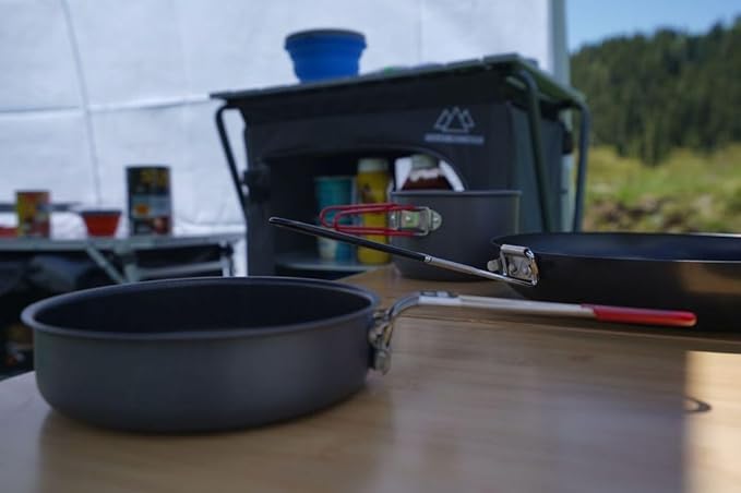 3 Piece Backpacker Hard-Anodized Cook Set - Camping Cookware with Carrying Bag (Made by Caddis