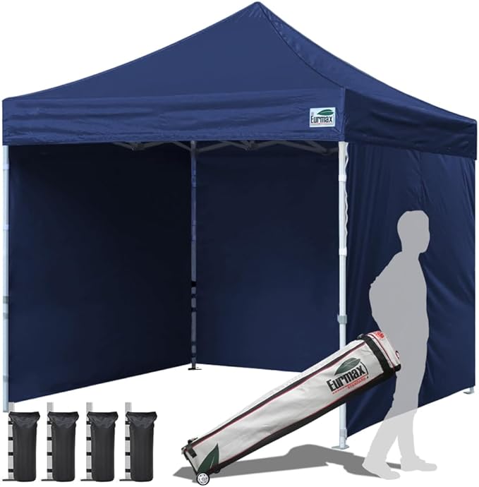 Eurmax USA 10'x10' Pop-up Canopy Tent Commercial Instant Canopies with 4 Removable Zipper End Side