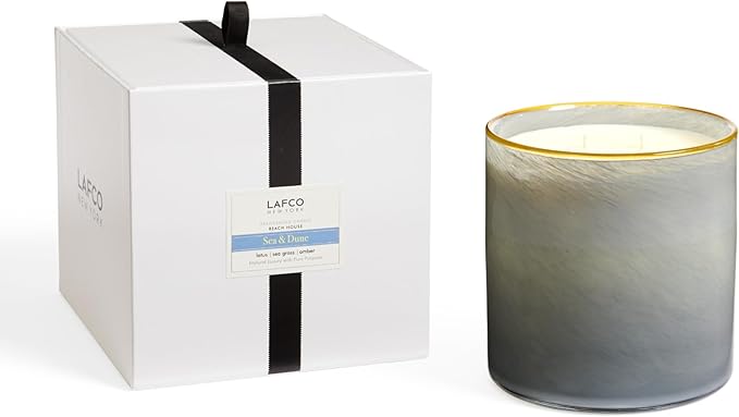 LAFCO New York Luxe 4-Wick Candle, Sea & Dune - 86 oz - 200-Hour Burn Time - Reusable, Hand Blown