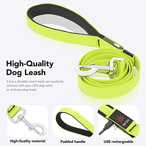 Colaseeme Light Up Dog Leash, LED Pet Leashes USB Rechargeable, Glow Safety Dogs Lights at Night