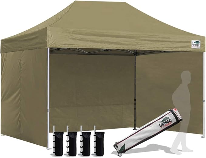 Eurmax USA 8'x12' Pop-up Canopy Tent Commercial Instant Canopies with 4 Removable Zipper End Side