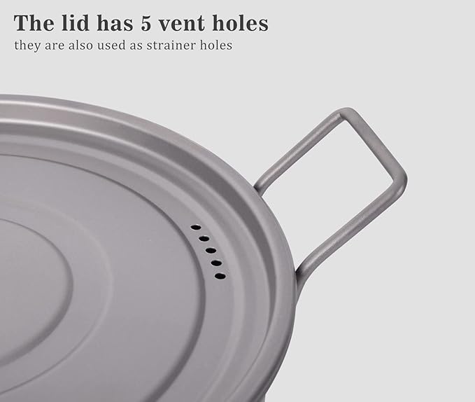 Boundless Voyage Multifunctional Titanium Steamer Pot with Frying Pan and Vented Lid Outdoor