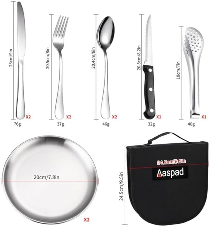 Picnic Cutlery Kit with Portable Case Camping Essentials Silverware Set Travel Utensils Outdoor