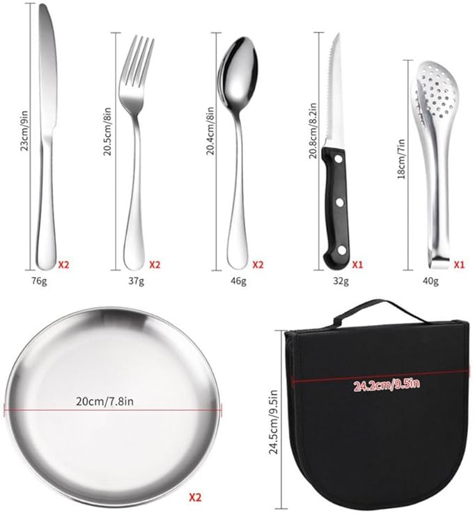 Picnic Cutlery Kit with Portable Case Camping Essentials Silverware Set Travel Utensils Outdoor