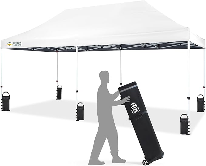 CROWN SHADES 10x20 Pop Up Canopy Tent - Commercial Canopy Tent with 400D Strength Oxford Fabric