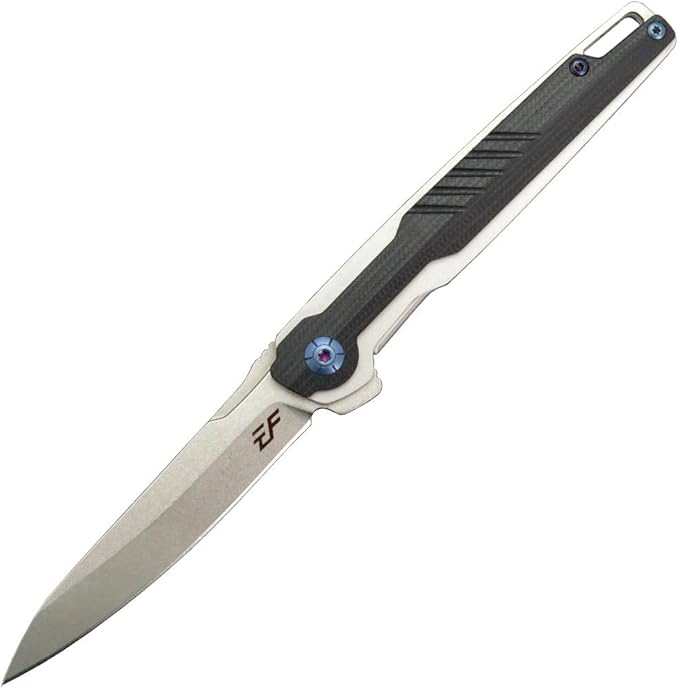Eafengrow EF942 EDC Folding Knife, D2 Steel Blade Titanium Plating & G10 Handle,Pocket Clip with