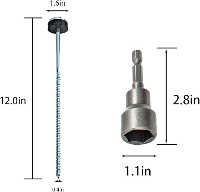 15 Pcs Drillable Tent Stakes 12" | Hex Pegs | Heavy Duty Metal Tent Anchors & Camping Spikes with