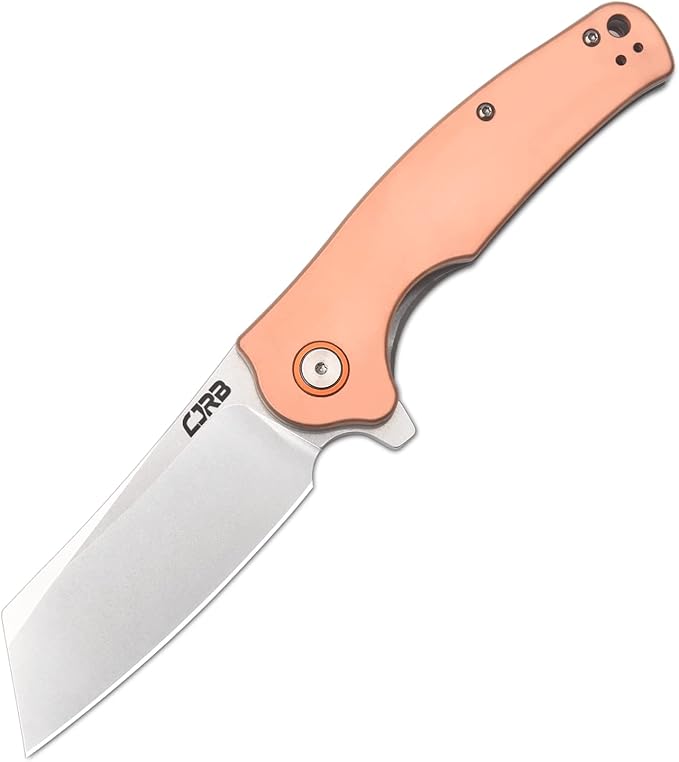 CJRB Crag Folding Pocket Knife, 3.43" D2 Steel Blade Copper Handle EDC Knife with Pocket Clip for