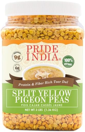 Pride Of India - PACK of 6 - Indian Split Yellow Pigeon Peas - Protein & Fiber Rich Toor (Arahar)