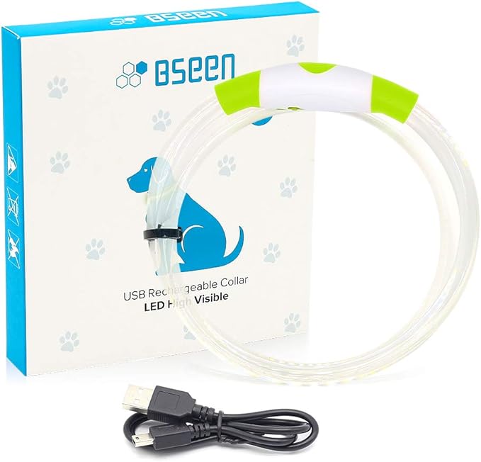 BSEEN Light Up Dog Collar - LED Dog Collar Rechargeable, Glowing Pet Collars for Small Medium Large