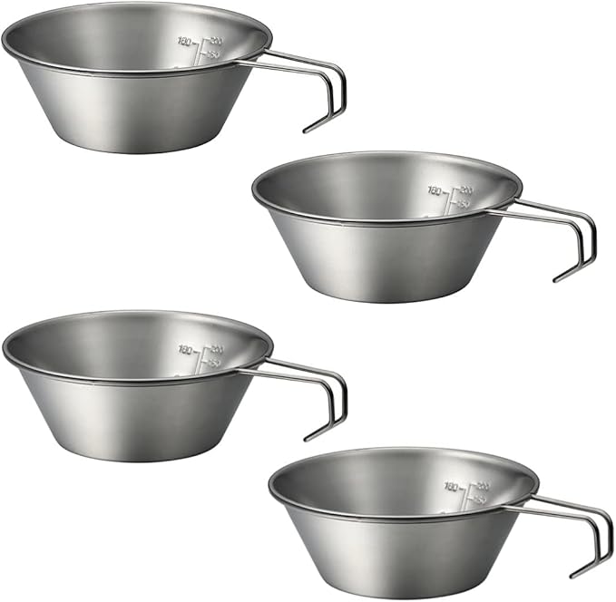NANGOGEARNANGOGEAR Camping Sierra Cup 310ml 4pcs Set Food Grade Stainless Steel Dishwasher Safe