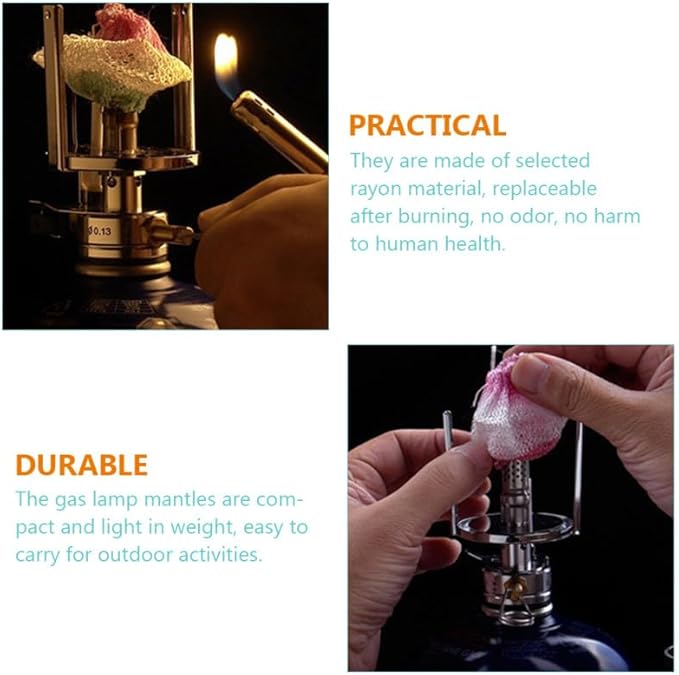 EXCEART 12pcs Gas Lantern Mantles Replacement for Outdoor Camping Lightweight Odorless Easy to