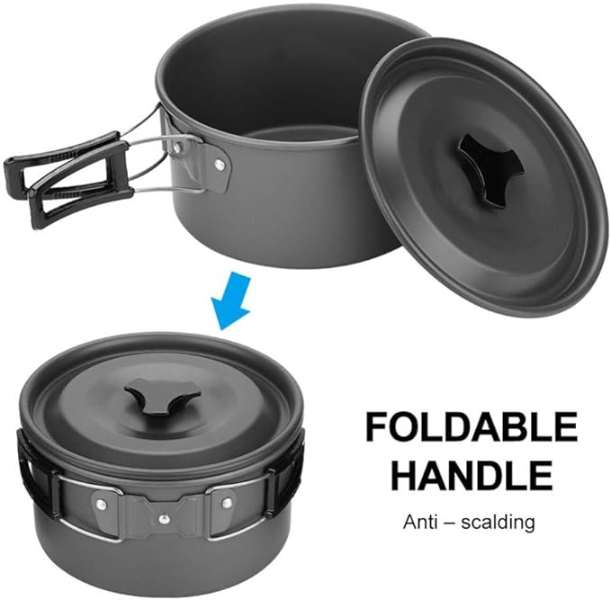 Aluminum Alloy Camping Cookware Set: Essential Mess Kit for Camping, Hiking & Outdoor Adventures