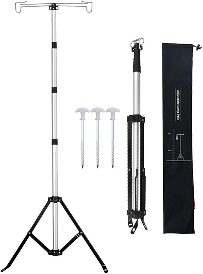 OMUKY Telescopic Lantern Stand with Base Outdoor Camping Lamp Stand Pole Adjustable Lantern Pole