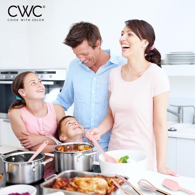COOK WITH COLOR Silicone Cooking Utensils, Kitchen Utensil Set, Easy to Clean Silicone Kitchen