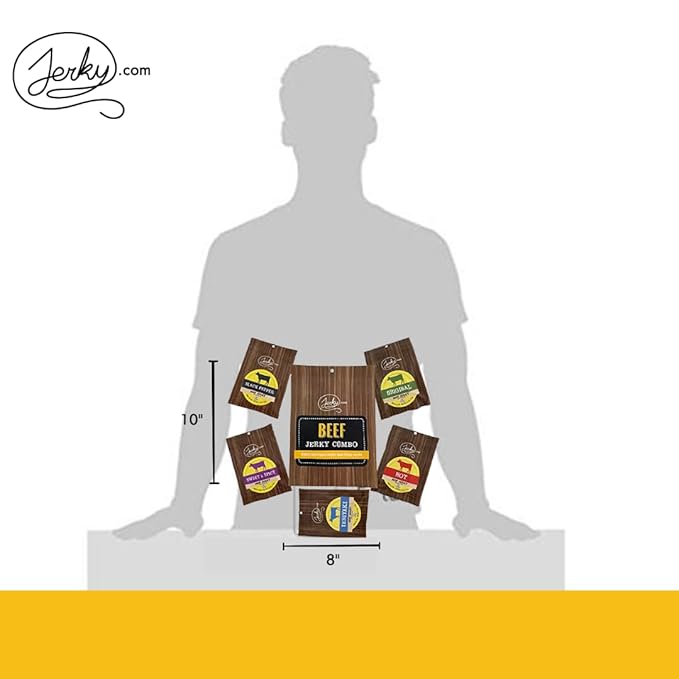 Jerky.com Beef Jerky Combo - Featuring Flavors Hot, Teriyaki, Original, Sweet & Spicy, Black Pepper