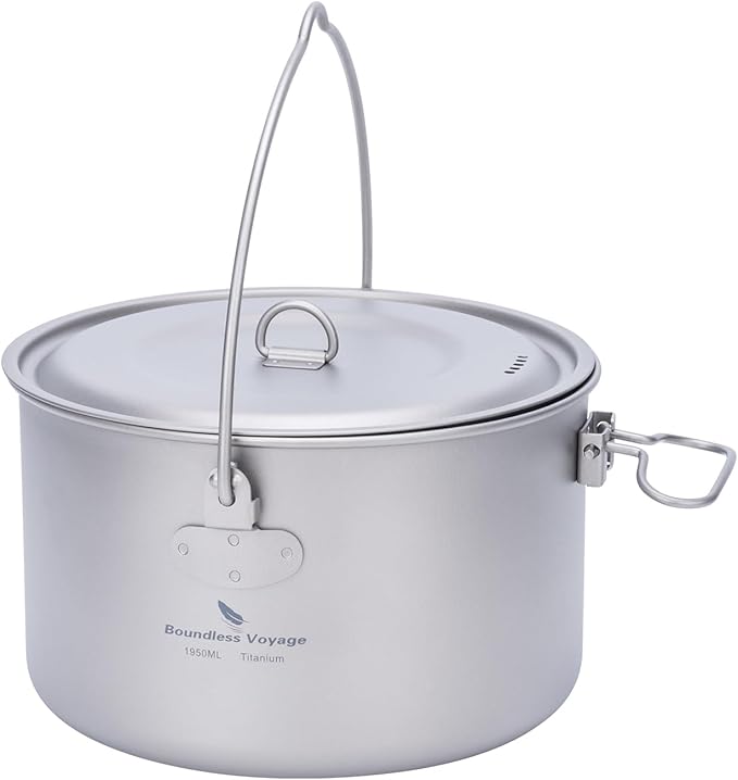 Boundless Voyage Titanium Hanging Pot for Outdoor Camping Backpacking Hiking Ultralight Portable