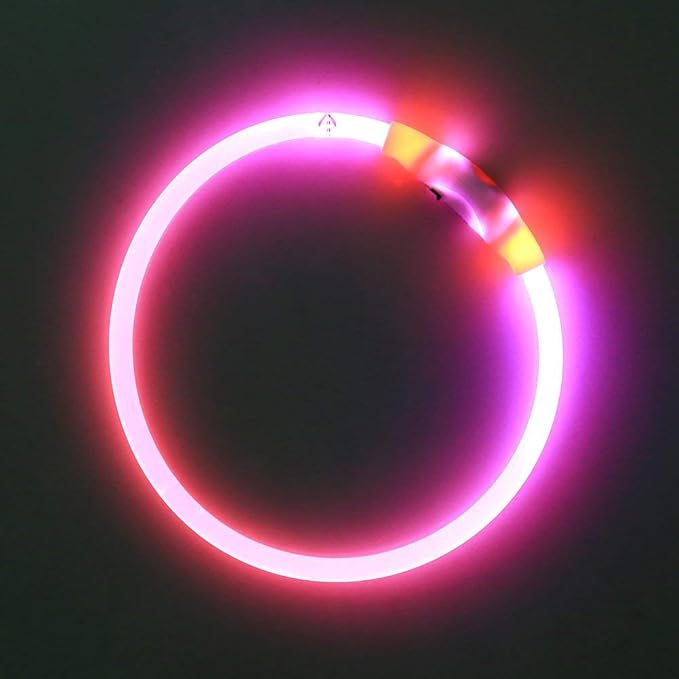 BSEEN Light Up Dog Collar, Rechargeable LED Dog Collar Waterproof Glowing Pet Collar TPU Cuttable