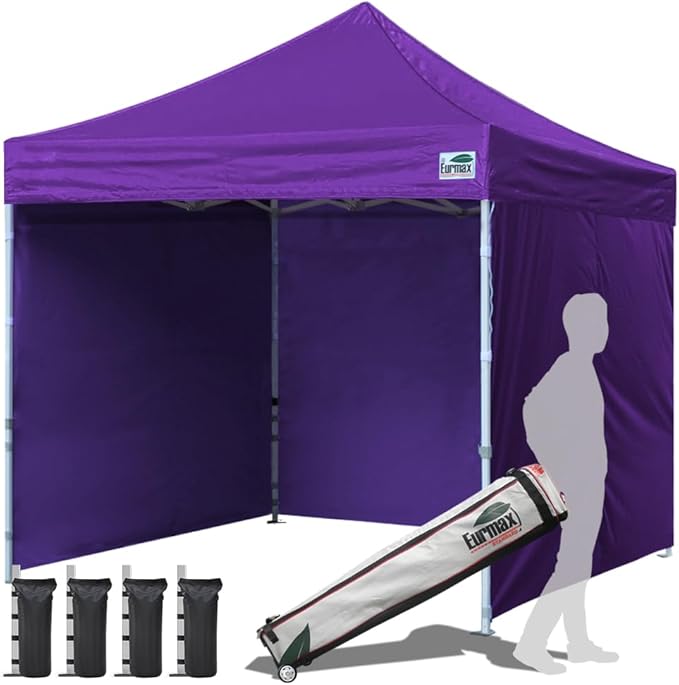 Eurmax USA 10'x10' Pop-up Canopy Tent Commercial Instant Canopies with 4 Removable Zipper End Side