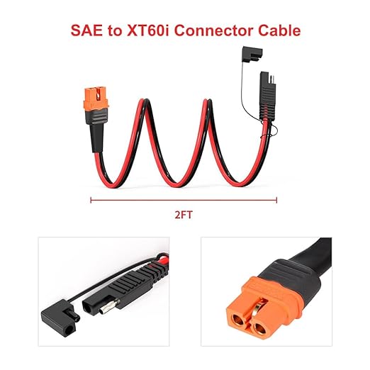 10AWG XT60i to SAE Adapter Extension Cable with SAE Polarity Reverse Adapter for Portable Power
