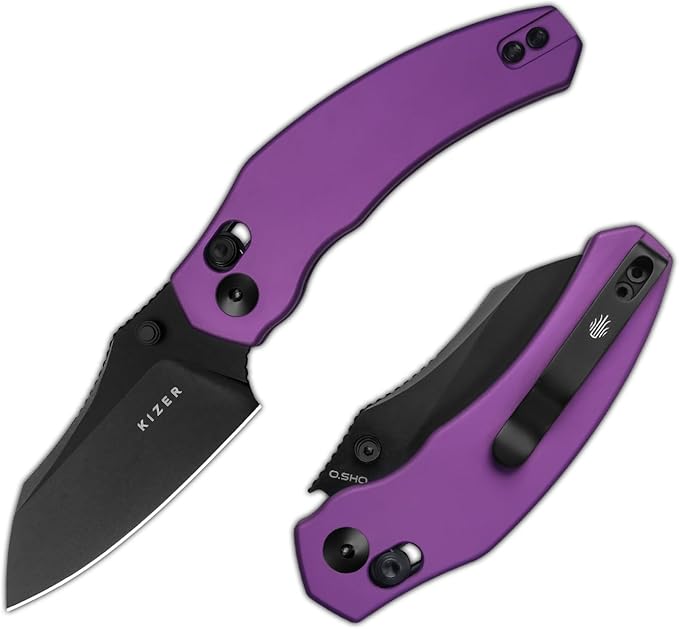 Kizer Mini Bulldog Pocket Knife, 2.5??Nitro V Sheepsfoot Blade Folding Knife, Aluminum Handle