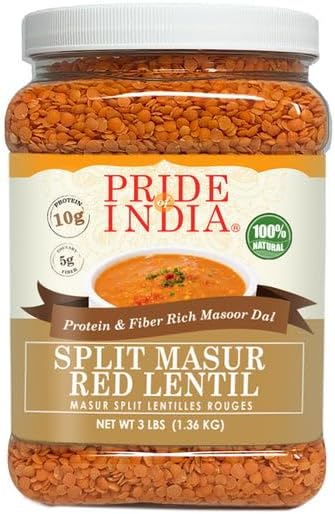 Pride Of India - PACK of 6 - Indian Split Masur Red Lentils - Protein & Fiber Rich Masoor Dal, 3