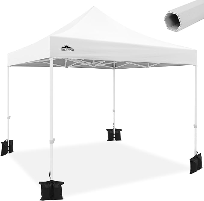 EAGLE PEAK 10x10 Heavy Duty Pop up Commercial Canopy Tent, Instant Marketplace Sun Shelter with