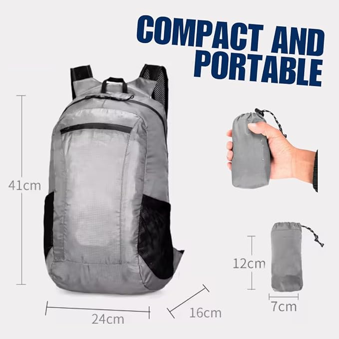 Authentic Joy 20L Water Resistant Lightweight Hiking Daypack, Packable Backpack, Multiple Colors